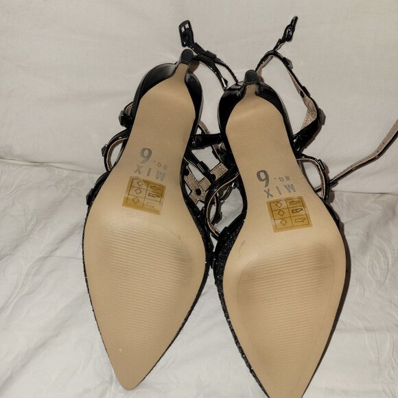 Studded Pointed Toe Sparkly Silver Heels - Picture 3 of 3